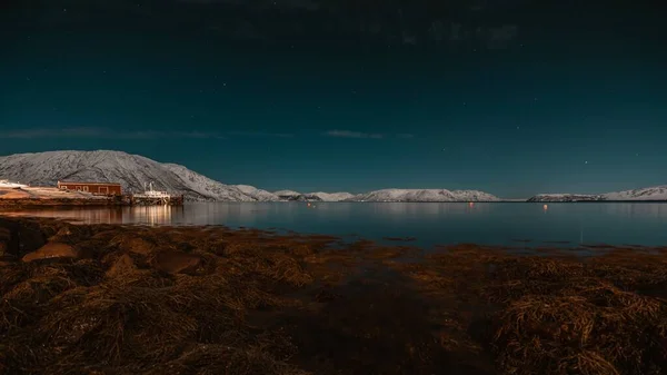 Een Landschap Van Noorderlicht Oceaan Alta Noorwegen — Stockfoto