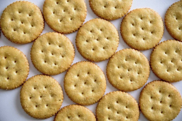 Una Selección Deliciosas Galletas Saladas Perfectas Para Usar Como Fondo —  Fotos de Stock