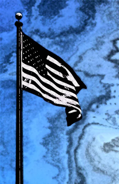 Μια Κάθετη Λήψη Της Ασπρόμαυρης Σημαίας Των Ηνωμένων Πολιτειών Φόντο — Φωτογραφία Αρχείου