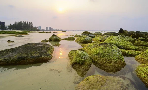 Beau Paysage Snapper Rocks Dans Rainbow Bay Queensland Australie Coucher — Photo