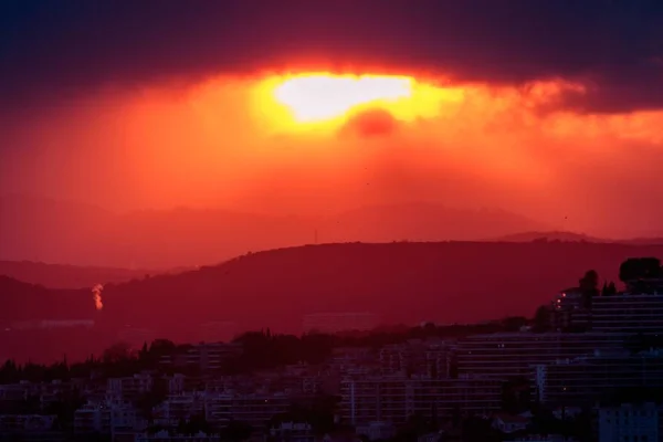 Vacker Natur Solnedgången Franska Rivieran Nice Frankrike — Stockfoto