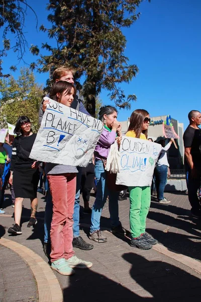 Santiago Chile Sep 2019 Santiago Chile Global Strejke Planeten Protesterer - Stock-foto