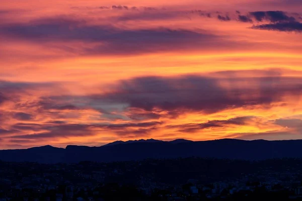 Beautiful scenery of the sunset in French Riviera, Nice, France — Stock Photo, Image