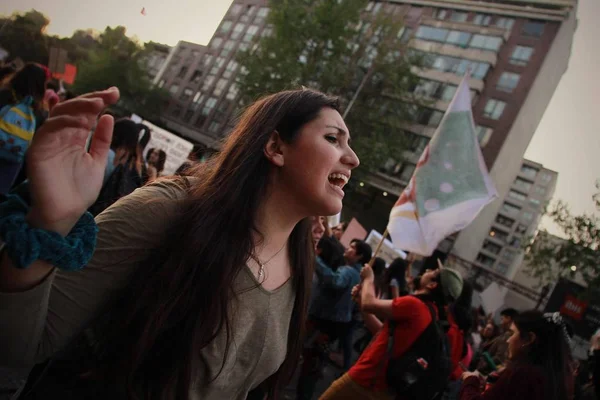 Santiago Chile 2019 Santiago Chile Greve Global Pelo Planeta Estudantes — Fotografia de Stock