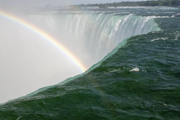 Beautiful scenery of a rainbow forming on the Horseshoe Falls in  Canada — Stock Photo, Image