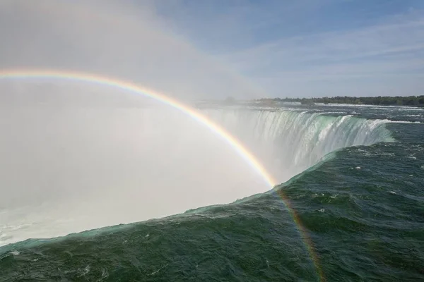 Beautiful scenery of a rainbow over the Horseshoe Falls in Canada — Stock Photo, Image