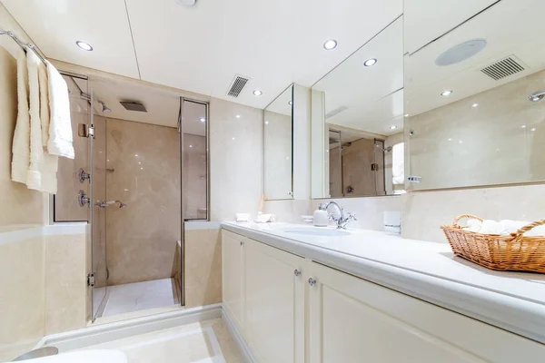 Interior shot of a bathroom in the yacht