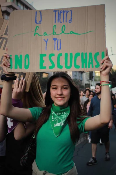 Santiago Chile 2019 Santiago Chile Greve Global Pelo Planeta Estudantes — Fotografia de Stock