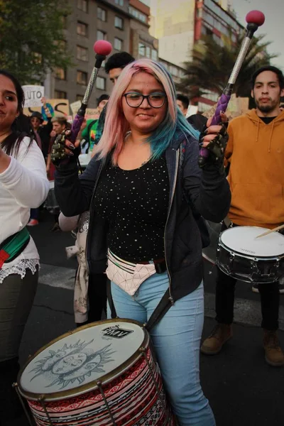 Santiago Chile 2019 Santiago Chile Greve Global Pelo Planeta Estudantes — Fotografia de Stock