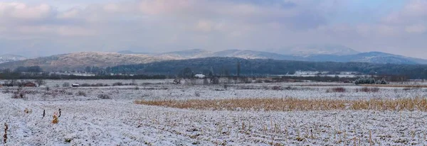 Ein Panoramablick Auf Den Berg Medvednica Bedeckt Mit Bäumen Und — Stockfoto