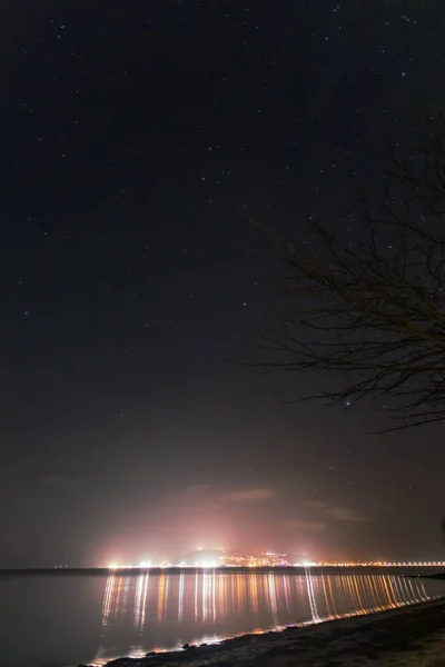 Vertical Long Exposure Shot Night Sandsfoot Beach Portland Weymouth Dorset — 스톡 사진