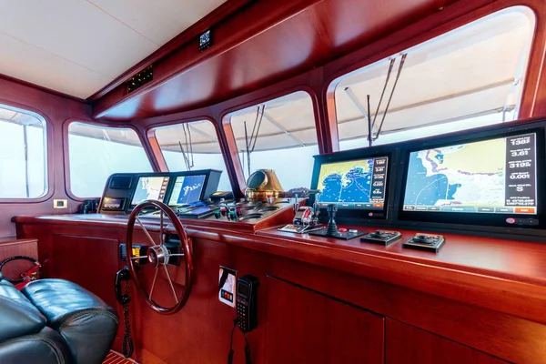 Interior shot of the control room of the boat