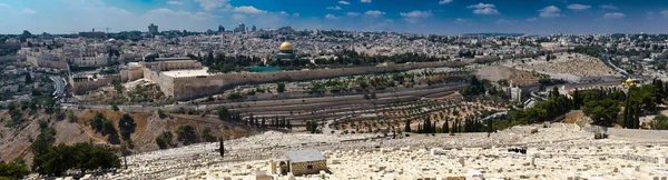 Panoramic High Angle Shot Mount Olives Jerusalem Israel — 스톡 사진