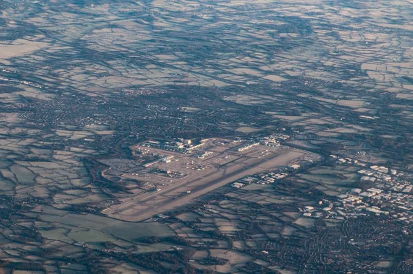 Vista Aérea Del Aeropuerto Londres Gatwick Campo Circundante — Foto de Stock