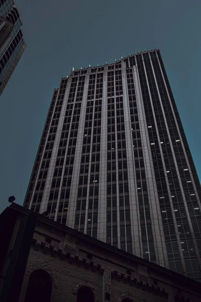 Una Vista Bajo Ángulo Moderno Edificio Gran Altura Rodeado Árboles — Foto de Stock