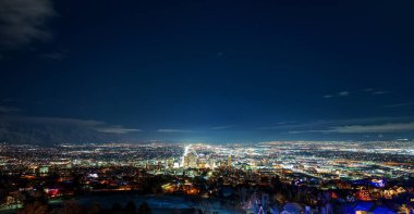 An aerial shot of the breathtaking evening in Salt Lake City, Utah clipart