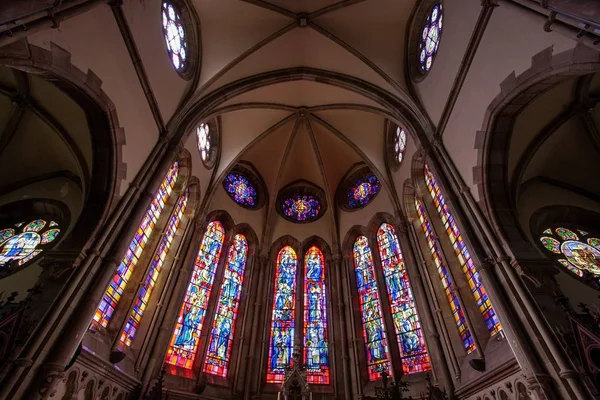 Low angle shot of a historic church interior in Phalsbourg, France — 스톡 사진