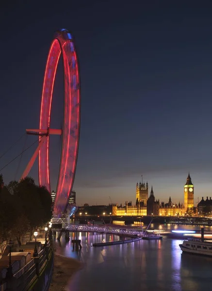 Il London Eye di notte — Foto Stock