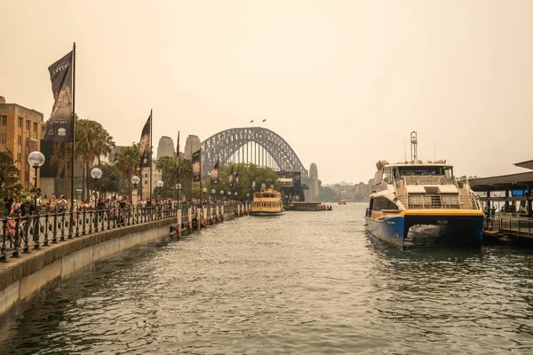 Sydney Autriche Déc 2019 Vue Circular Quay Sur Pollution Affectant — Photo