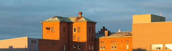 Panoramic Shot Buildings Blue Sky Background Daytime — 스톡 사진