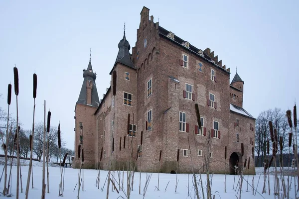 Célèbre Château Historique Doorwerth Heelsum Aux Pays Bas Pendant Hiver — Photo