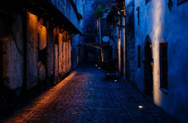 St. Catherine's Passage during blue hour in Tallinn old town, Estonia clipart