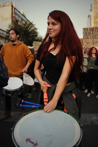 Santiago Chile 2019 Santiago Chile Greve Global Pelo Planeta Estudantes — Fotografia de Stock