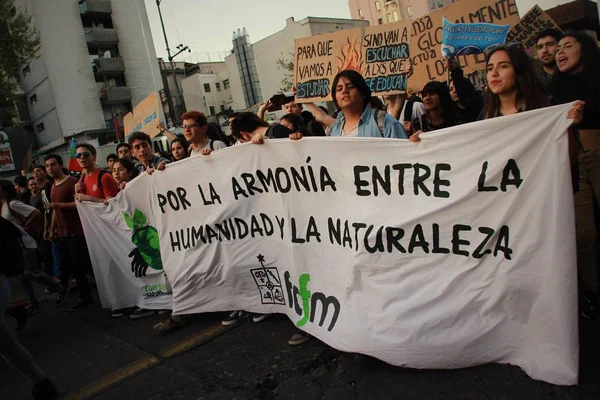 Σαντιάγο Χιλή Σεπτεμβρίου 2019 Στο Σαντιάγο Της Χιλής Παγκόσμια Απεργία — Φωτογραφία Αρχείου