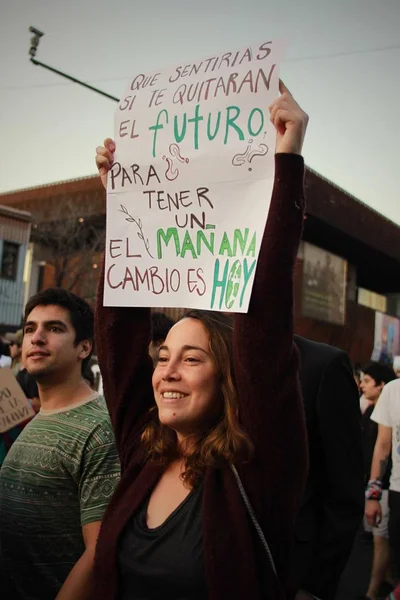 Santiago Chile 2019 Santiago Chile Greve Global Pelo Planeta Estudantes — Fotografia de Stock