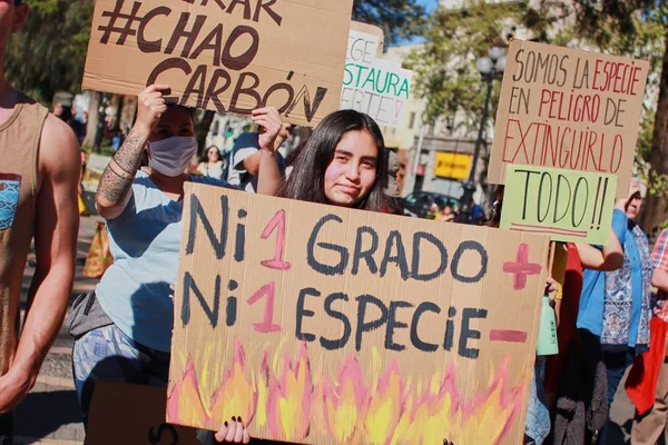 Santiago Cile Settembre 2019 Santiago Del Cile Sciopero Globale Pianeta — Foto Stock