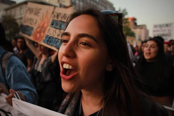 Santiago Chile 2019 Santiago Chile Greve Global Pelo Planeta Estudantes — Fotografia de Stock