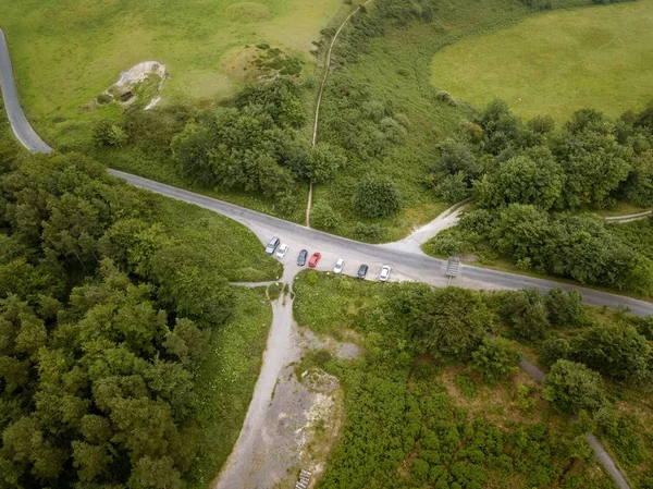 Disparo Aéreo Sobre Bosque Cerca Del Hardy Monument Dorchester Reino — Foto de Stock