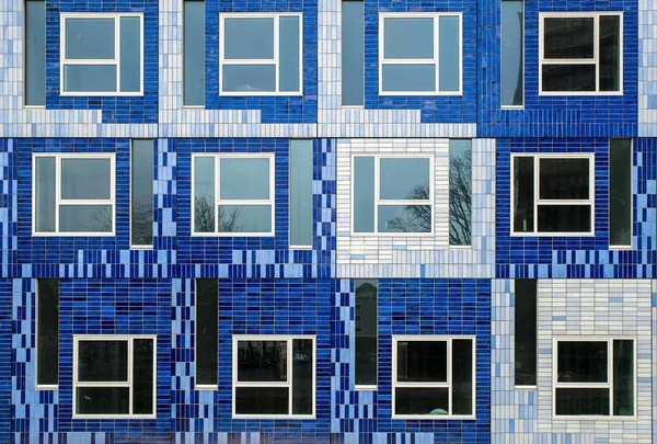 Красивый Снимок Здания Различными Голубыми Плитками — стоковое фото
