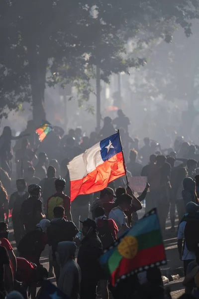 Сантьяго Чилі 2019 Протести Показують Своє Невдоволення Чилійським Урядом Через — стокове фото