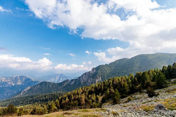 Belo Tiro Montanha Arborizada Parque Nacional Mercantour França — Fotografia de Stock