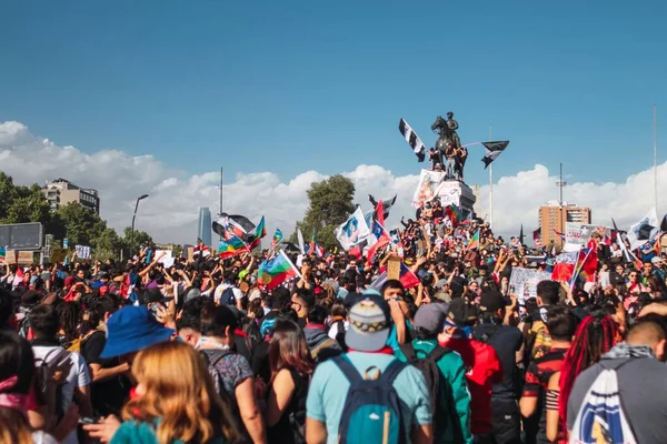 Santiago Chile 2019 November Tüntetések Azt Mutatják Hogy Elégedetlenek Chilei — Stock Fotó