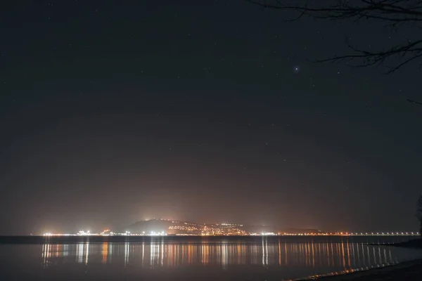 Eine Langzeitbelichtungsaufnahme Der Nacht Sandfuß Strand Portland Weymouth Dorset — Stockfoto