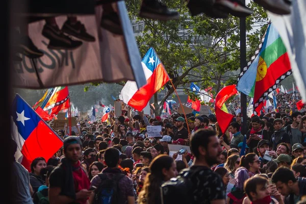 Santiago Chile Novembro 2019 Protestos Mostram Sua Insatisfação Com Governo — Fotografia de Stock