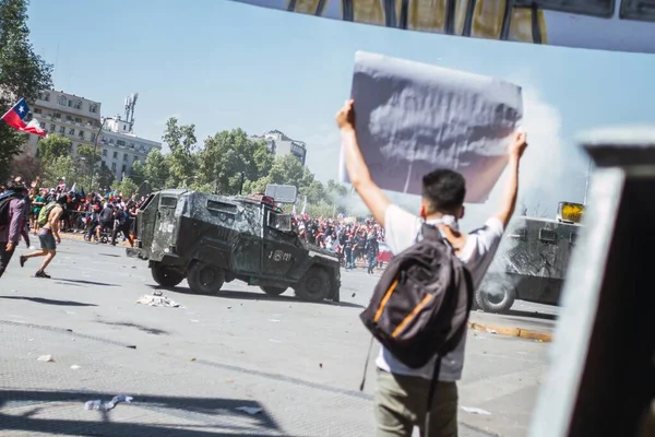Santiago Chile November 2019 Die Proteste Zeigen Ihre Unzufriedenheit Mit — Stockfoto