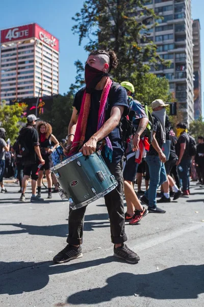 Сантьяго Чилі 2019 Протести Показують Своє Невдоволення Чилійським Урядом Через — стокове фото