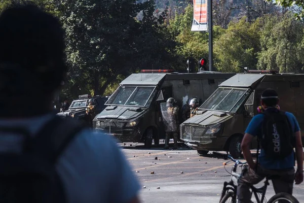 Santiago Chile Listopadu 2019 Protesty Ukazují Nespokojenost Chilskou Vládou Kvůli — Stock fotografie