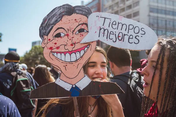 Santiago Chili Nov 2019 Les Manifestations Montrent Leur Mécontentement Face — Photo