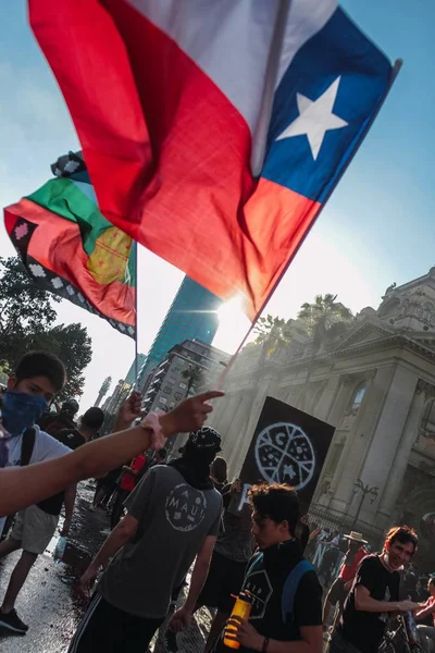 Santiago Chili Nov 2019 Les Manifestations Montrent Leur Mécontentement Face — Photo