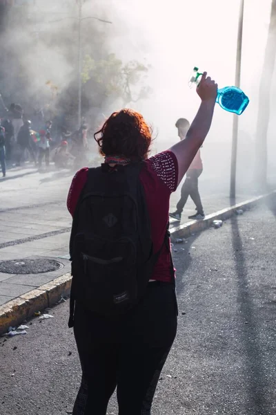 Santiago Chili Nov 2019 Protesten Tonen Hun Ontevredenheid Aan Chileense — Stockfoto