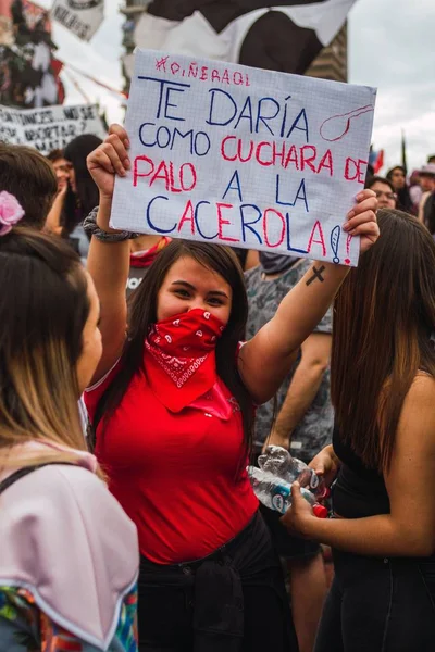 Santiago Cile Novembre 2019 Proteste Mostrano Loro Insoddisfazione Governo Cileno — Foto Stock