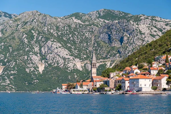 Piękne Ujęcie Budynków Wieża Oddali Kotor Czarnogóra — Zdjęcie stockowe