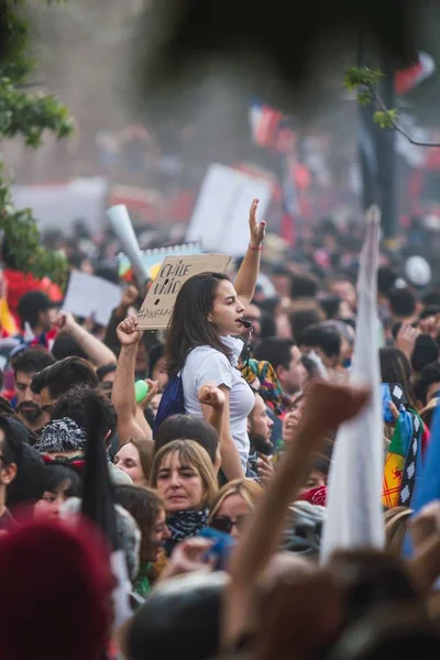 Сантьяго Чиль Ноября 2019 Года Протесты Показывают Свое Недовольство Чилийским — стоковое фото