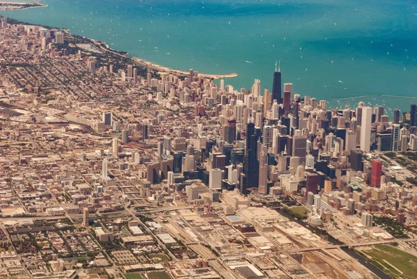 Aerial View Downtown Chicago 2008 Showing Entire Downtown Area Lake — 스톡 사진