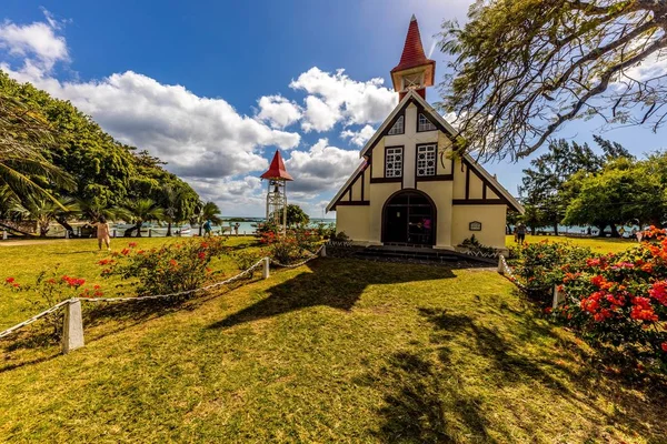 Chiesa Cap Malheureux Immersa Nel Verde Sotto Cielo Nuvoloso Mauritius — Foto Stock