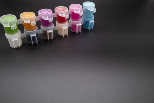 Acrylic paint pots for hobbies — Stock Photo, Image